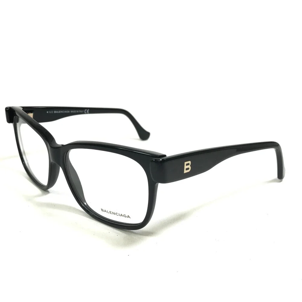 Balenciaga Eyeglasses Frames BA5003 001 Black Square Cat Eye Oversize 53-13-140